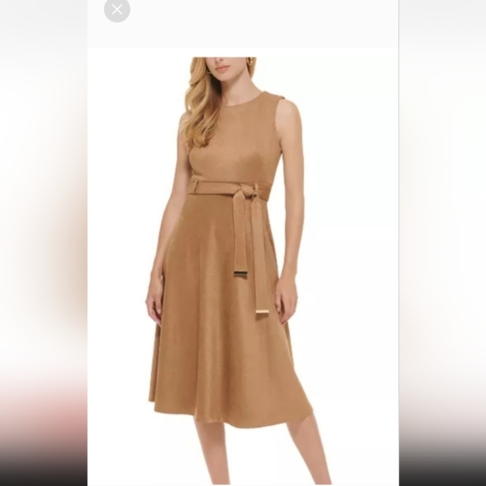 Brand New Calvin Klein Tan Midi Dress